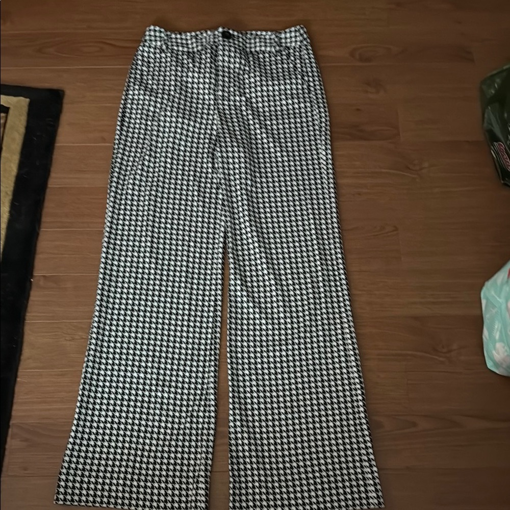 CAbi Black and White Houndstooth Trousers